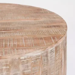 Kirklands Home Sawmark Round Drum Coffee Table Brown