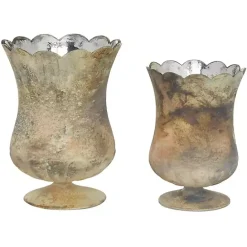 Best Kirklands Home Scalloped Rustic Glass Cup Vases, Set of 2 Brown
