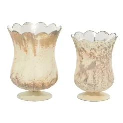 Best Kirklands Home Scalloped Rustic Glass Cup Vases, Set of 2 Brown