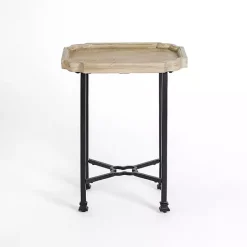 Clearance Kirklands Home Scalloped Wood and Metal Accent Table