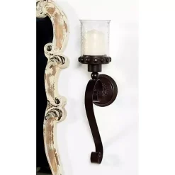 Online Kirklands Home Scrolled Wrought Iron and Glass Hurricane Sconce