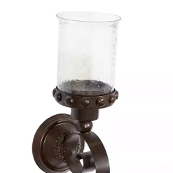 Online Kirklands Home Scrolled Wrought Iron and Glass Hurricane Sconce