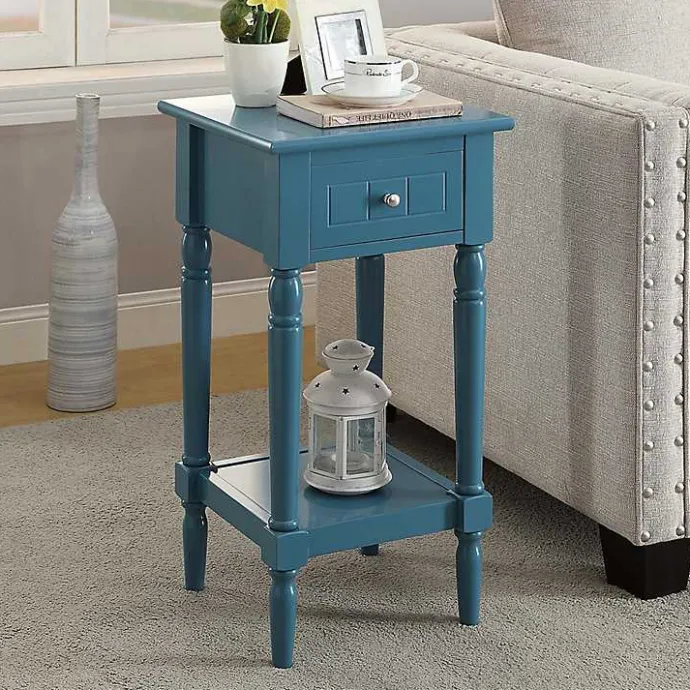 Kirklands Home Sea French Country Square Accent Table Blue