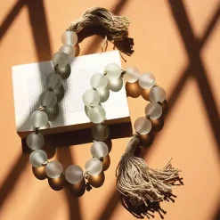 Best Kirklands Home Sea Glass Beaded Garland with Tassels Clear