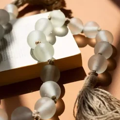 Best Kirklands Home Sea Glass Beaded Garland with Tassels Clear