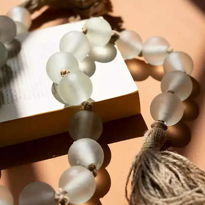 Best Kirklands Home Sea Glass Beaded Garland with Tassels Clear