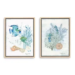 New Kirklands Home Sea Whispers Framed Canvas Art Prints, Set of 2 Blue