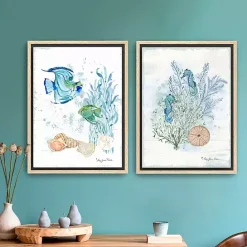 New Kirklands Home Sea Whispers Framed Canvas Art Prints, Set of 2 Blue