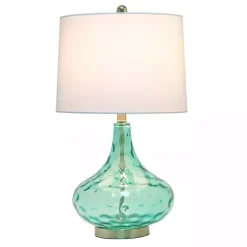 Sale Kirklands Home Seafoam Dimpled Glass Teardrop Table Lamp Blue