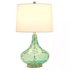 Sale Kirklands Home Seafoam Dimpled Glass Teardrop Table Lamp Blue