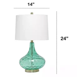 Sale Kirklands Home Seafoam Dimpled Glass Teardrop Table Lamp Blue
