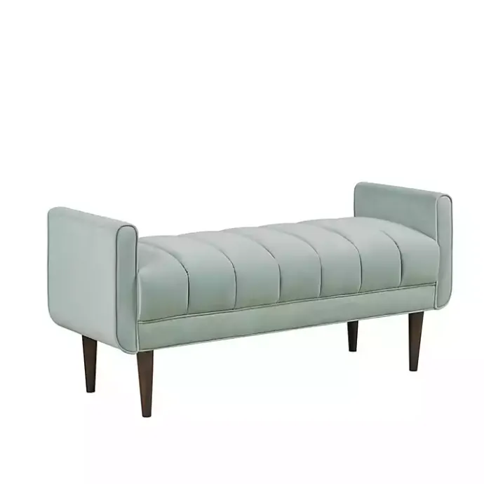 Kirklands Home Seafoam Velvet Bench Green
