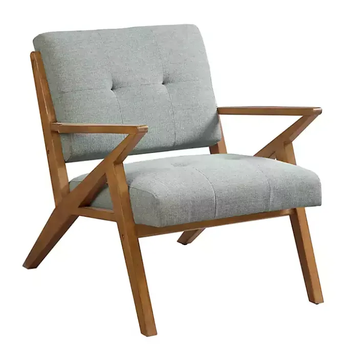 Hot Kirklands Home Seafoam Mid-Century Pecan Finish Accent Chair