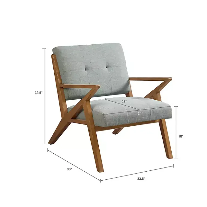 Hot Kirklands Home Seafoam Mid-Century Pecan Finish Accent Chair