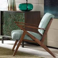 Hot Kirklands Home Seafoam Mid-Century Pecan Finish Accent Chair