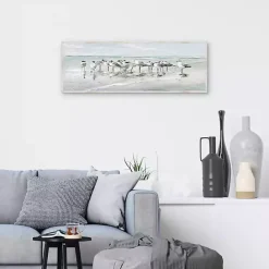 Outlet Kirklands Home Seagull Gathering Framed Canvas Art Print Multi