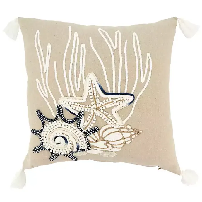 Online Kirklands Home Seashore Treasures Embroidered Throw Pillow