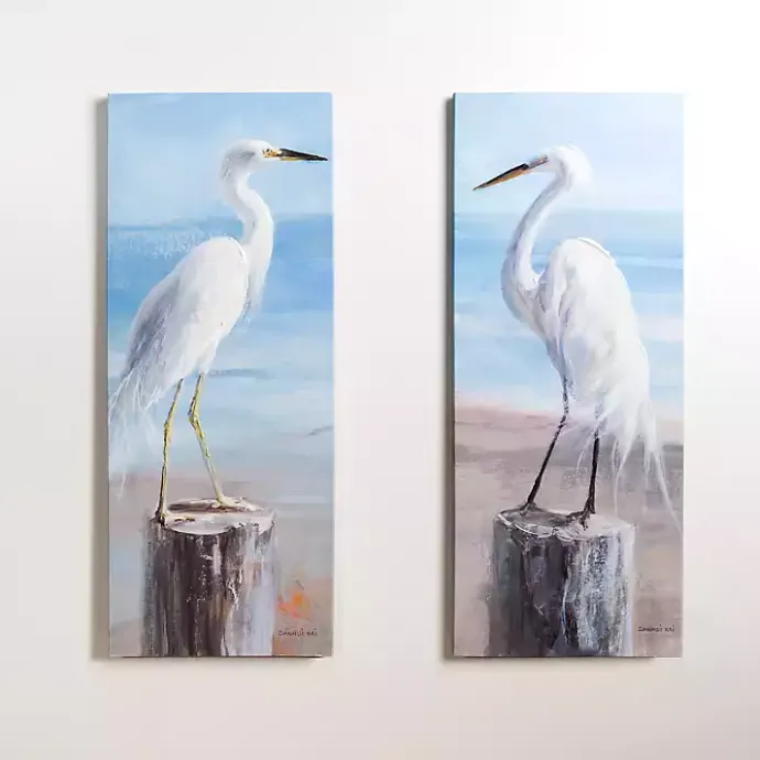 Kirklands Home Seaside Egret Canvas Art Prints, Set of 2