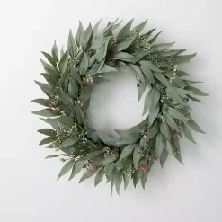 Outlet Kirklands Home Seeded Blade Eucalyptus Wreath, 25 in. Green
