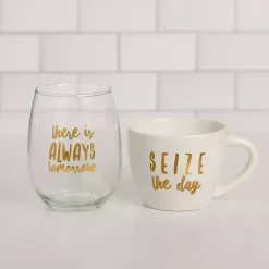 Outlet Kirklands Home Seize the Day 2-pc. Mug & Wine Glass Set