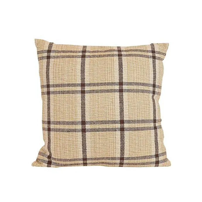 Online Kirklands Home Sepia Woven Plaid Throw Pillow Brown