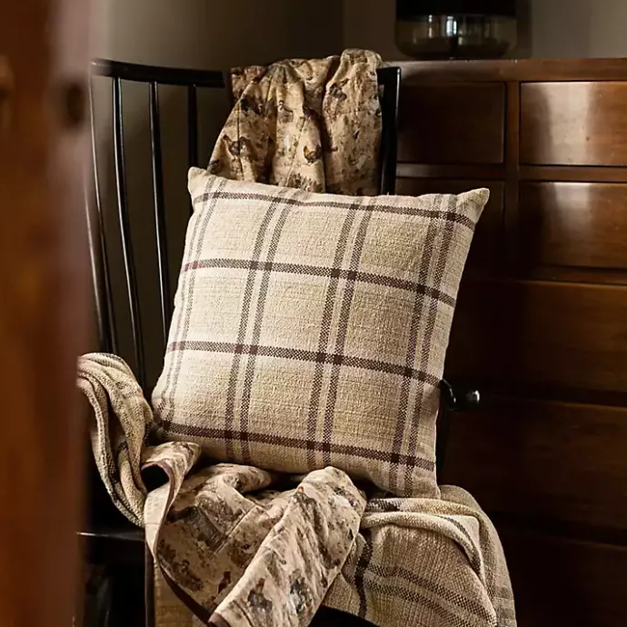 Online Kirklands Home Sepia Woven Plaid Throw Pillow Brown