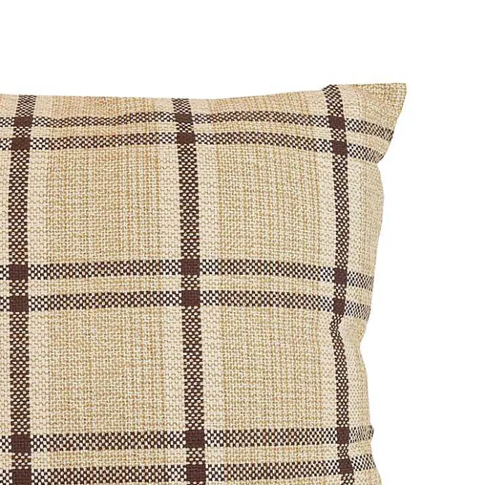 Online Kirklands Home Sepia Woven Plaid Throw Pillow Brown