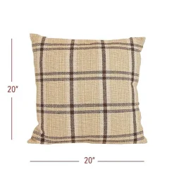 Online Kirklands Home Sepia Woven Plaid Throw Pillow Brown