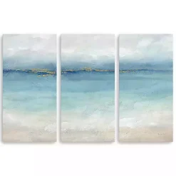 Kirklands Home Serene Sea Landscape Canvas Art Prints, Set of 3 Blue