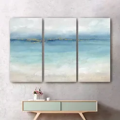 Kirklands Home Serene Sea Landscape Canvas Art Prints, Set of 3 Blue