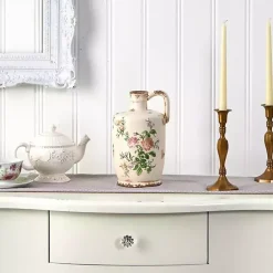 Outlet Kirklands Home Shabby Chic Ivory Floral Pitcher Vase