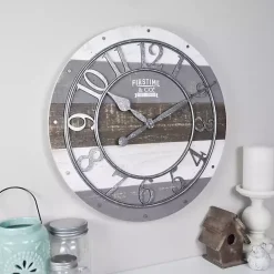 New Kirklands Home Shabby Wood Plank Wall Clock