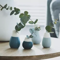 New Kirklands Home Shades of Two-Toned Mini Vases, Set of 4 Blue