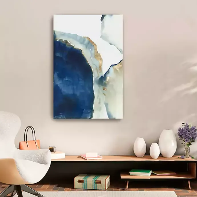 New Kirklands Home Shapes of Watercolor Canvas Art Print Blue