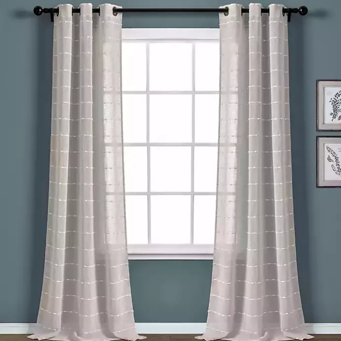Sale Kirklands Home Sheer Textured Curtain Panel Set, 84 in. Gray