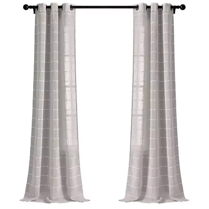 Sale Kirklands Home Sheer Textured Curtain Panel Set, 84 in. Gray