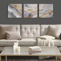 New Kirklands Home Shimmering Symphony Triptych Canvas Art, Set of 3 Blue