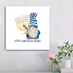 Sale Kirklands Home Shine Bright Menorah Gnome Canvas Art Print