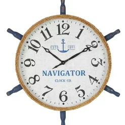 Hot Kirklands Home Ship Wheel Wood and Rope Wall Clock