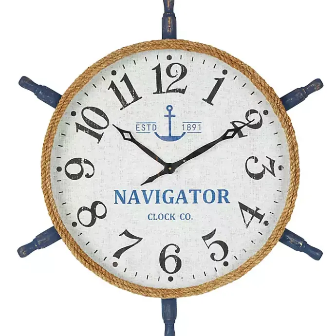 Hot Kirklands Home Ship Wheel Wood and Rope Wall Clock