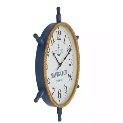 Hot Kirklands Home Ship Wheel Wood and Rope Wall Clock