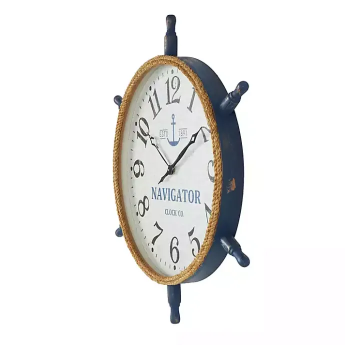 Hot Kirklands Home Ship Wheel Wood and Rope Wall Clock
