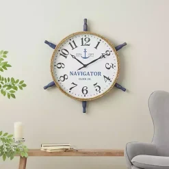 Hot Kirklands Home Ship Wheel Wood and Rope Wall Clock