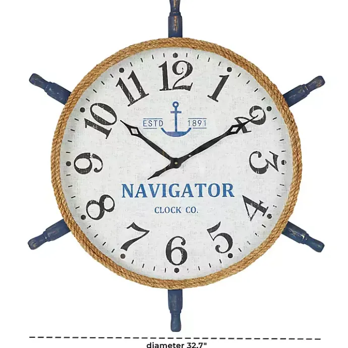 Hot Kirklands Home Ship Wheel Wood and Rope Wall Clock