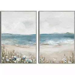 New Kirklands Home Shoreline Slepndor Framed Canvas Art Prints Blue