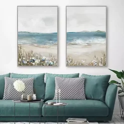 New Kirklands Home Shoreline Slepndor Framed Canvas Art Prints Blue