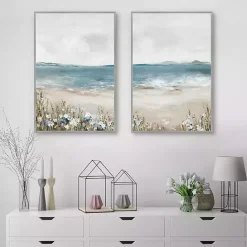 New Kirklands Home Shoreline Slepndor Framed Canvas Art Prints Blue