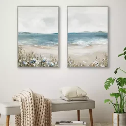 New Kirklands Home Shoreline Slepndor Framed Canvas Art Prints Blue