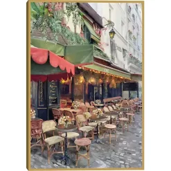 Hot Kirklands Home Sidewalk Cafe Framed Canvas Art Print