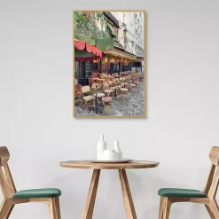 Hot Kirklands Home Sidewalk Cafe Framed Canvas Art Print